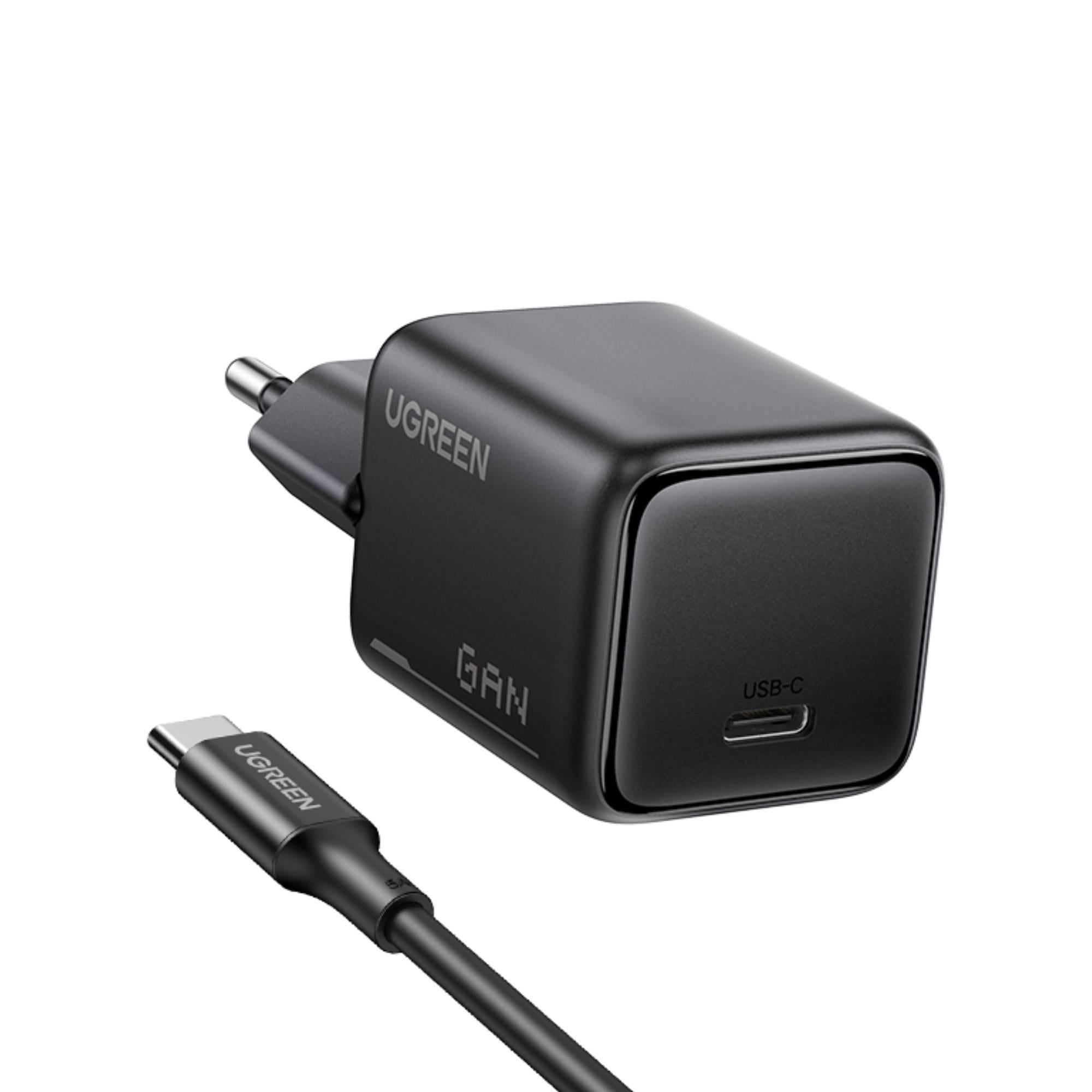 Зарядное устройство сетевое UGREEN X517 GaN 25 Вт кабель USB-C 1 м Черный (75103)