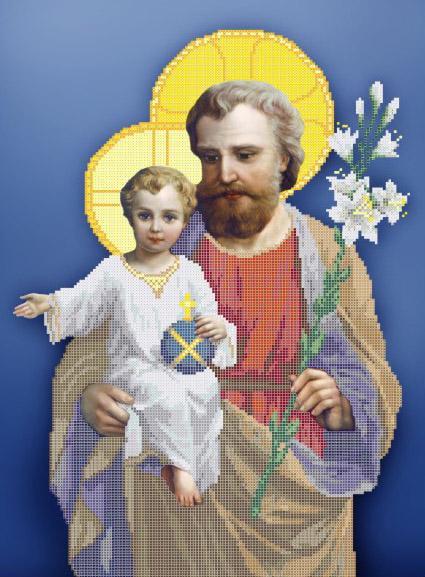 Вышивка бисером Св.Иосиф с Иисусом ПО-005 35х46 см