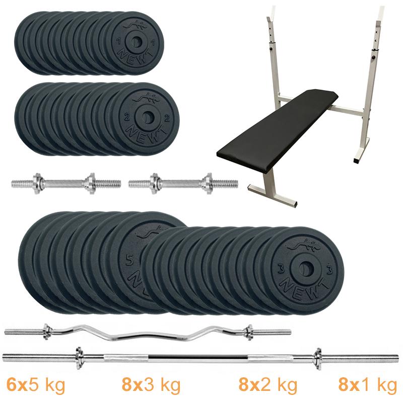 Лава для жиму горизонтальна Newt Gym Set-STHW Home з набором штанг + гантелі 94 кг (8105376) - фото 11