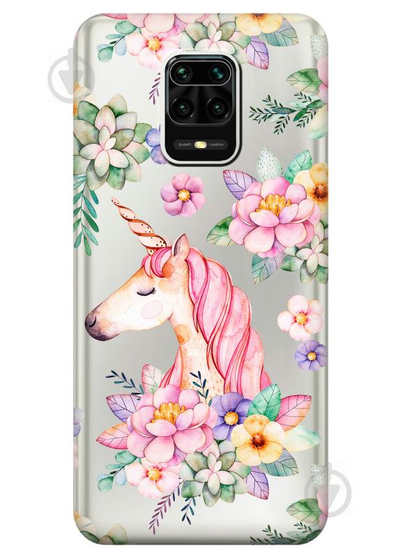 Силиконовый чехол iSwag для Xiaomi Redmi Note 9s Единорог в цветах (KS2545)