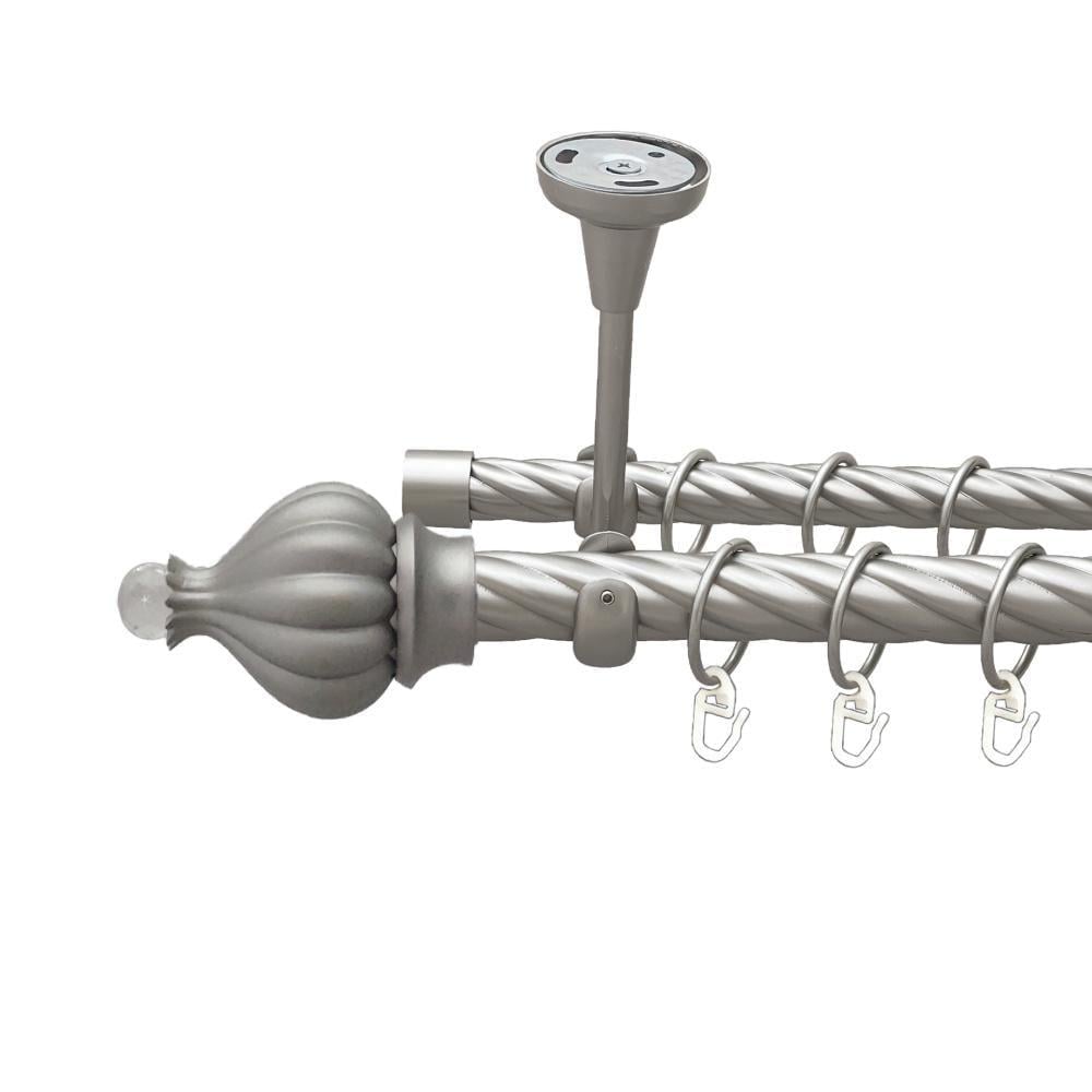 Карниз металлический Orvit Таджа-Кристалл двухрядный открытый к потолку/скрученная труба/кольцо металлическое Сатин 25/19 мм 300 см (00-00024273)