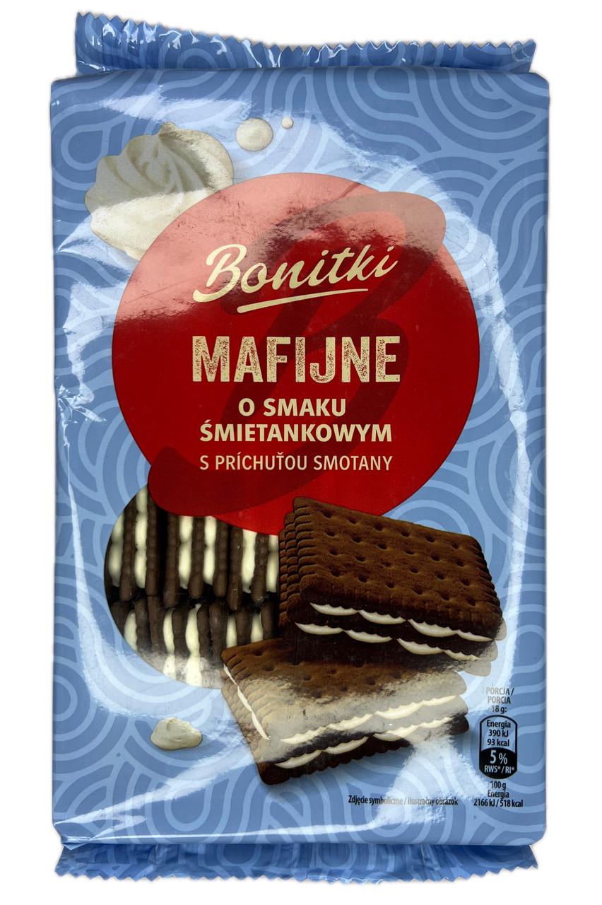Печенье шоколадное Bonitki Mafijne со сливочным кремом 330 г