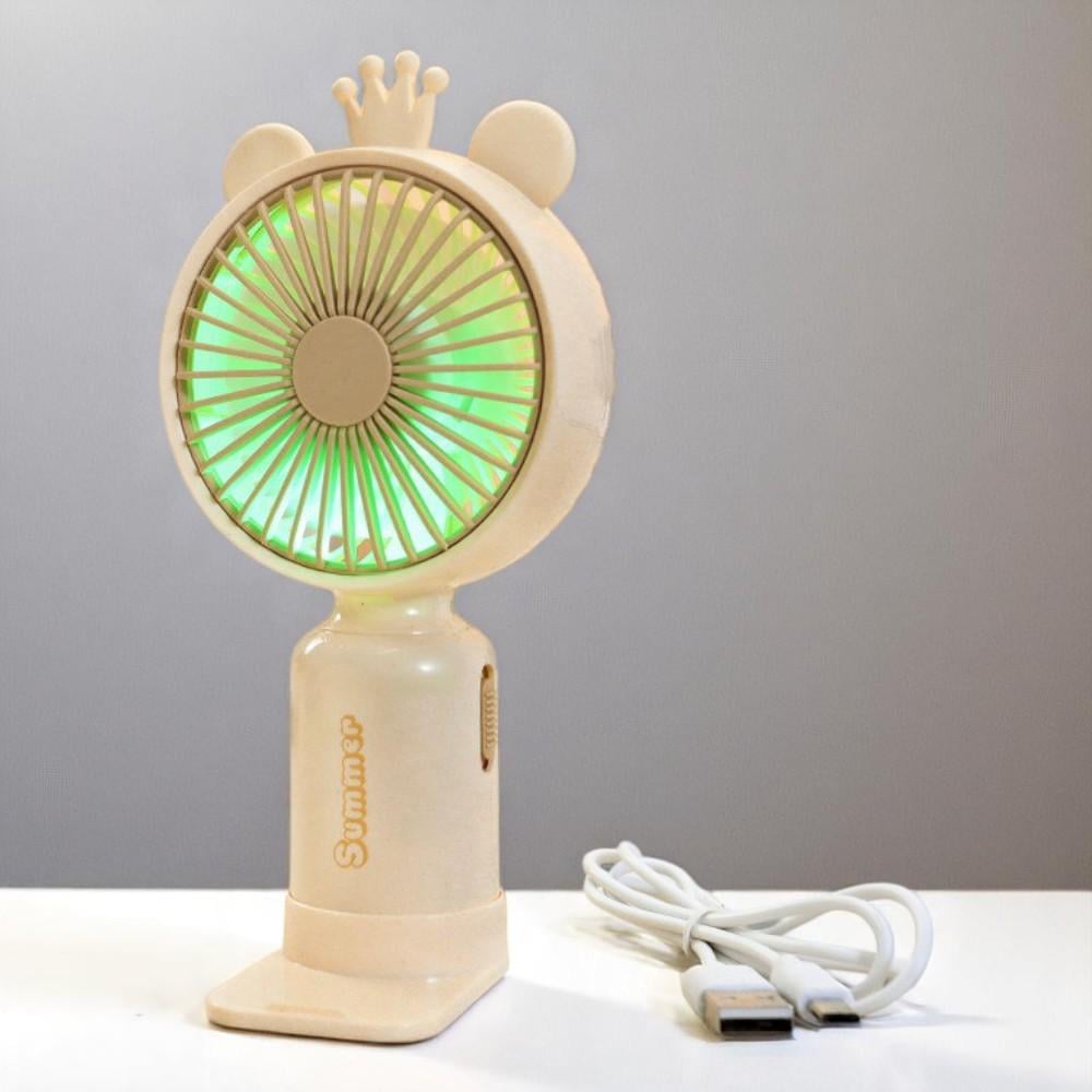 Вентилятор портативный Зайчик с Кошка на аккумуляторе и USB Бежевый (51-беж-39557)