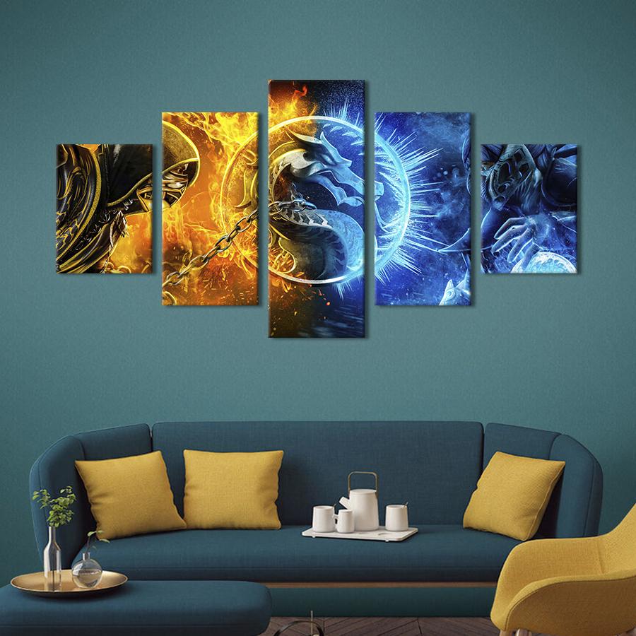 Картина на холсте Культовые противники: Скорпион и Саб-Зиро 187x94 см (1507-52)