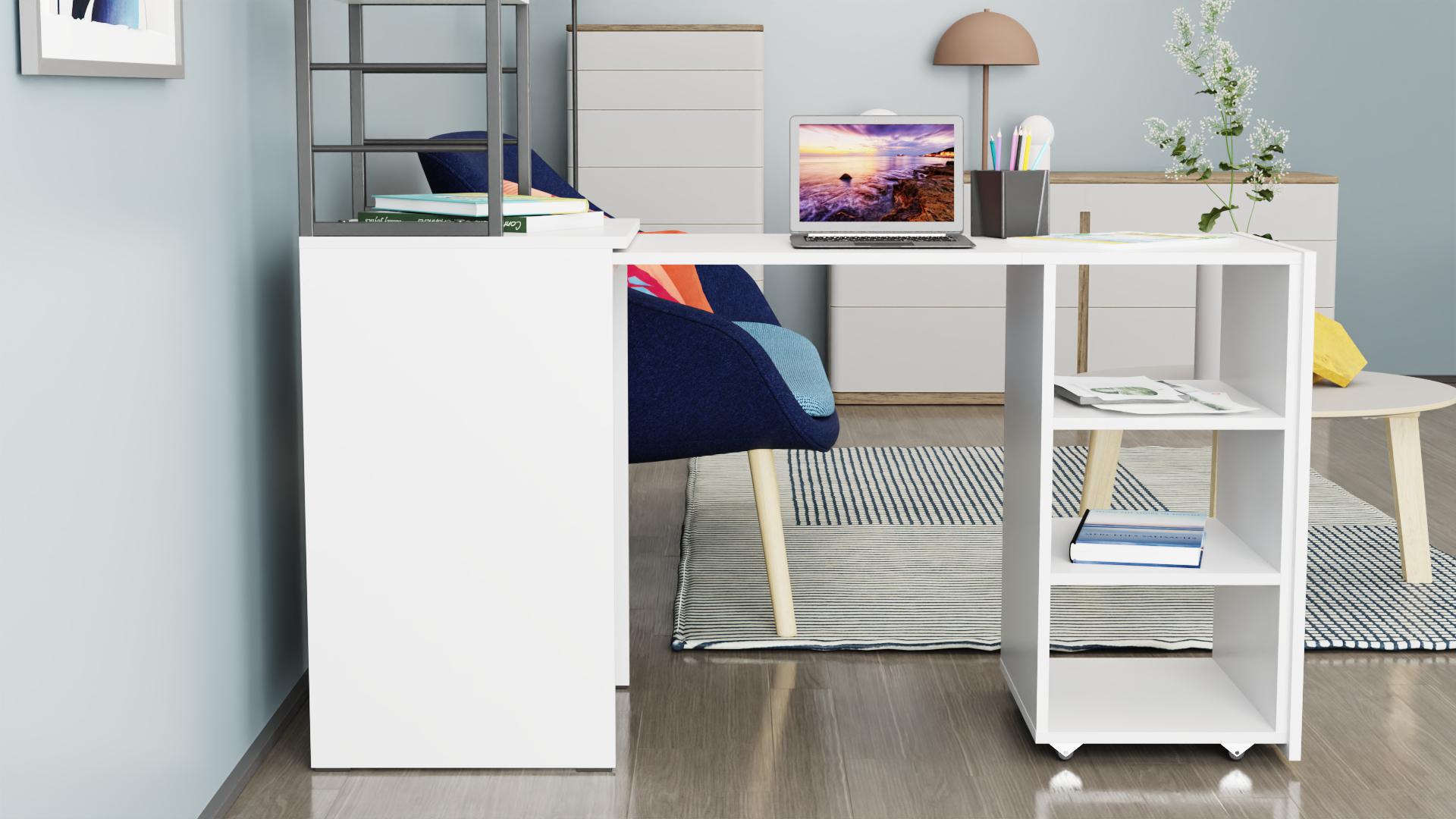 Стіл-тумба трансформер Ferrum-decor Смарт 4/1 з етажеркою метал/ДСП 16 мм 1430x1450x500 мм Чорний/Білий (FRD-105123) - фото 3 Стіл-тумба трансформер Ferrum-decor Смарт 4/1 з етажеркою метал/ДСП 16 мм 1430x1450x500 мм Чорний/Білий (FRD-105123) - фото 3