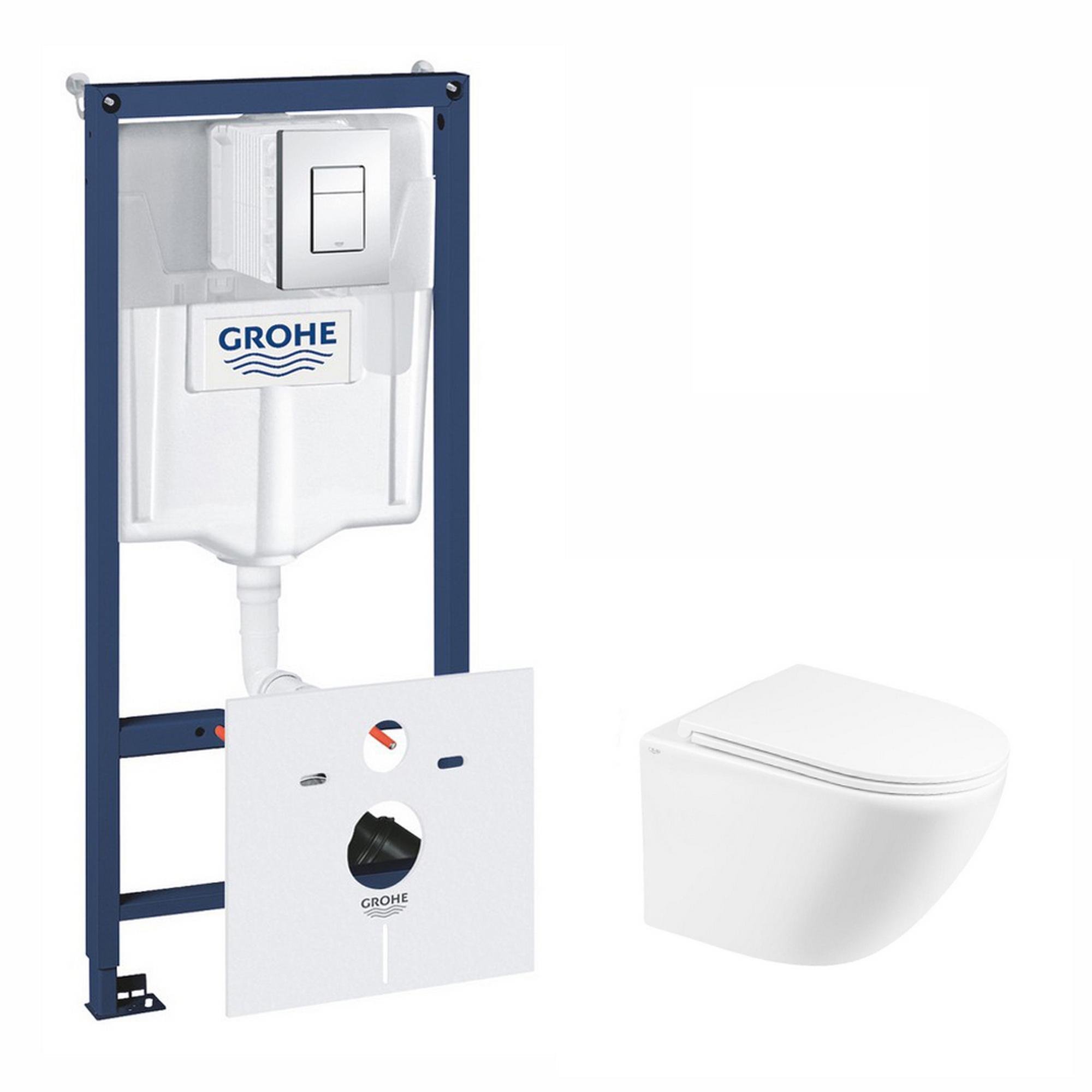 Комплект инсталляции Grohe Rapid SL 38827000QT1333046ENRW с унитазом и кнопкой Хром (75810)
