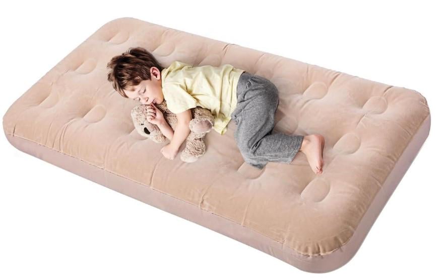Надувний матрац-ліжко складне флоковане з комплектом накладок