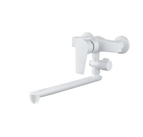 Змішувач для ванни PLAMIX OSCAR-006 SET зі шлангом/лійкою та кронштейном White (PM0703)