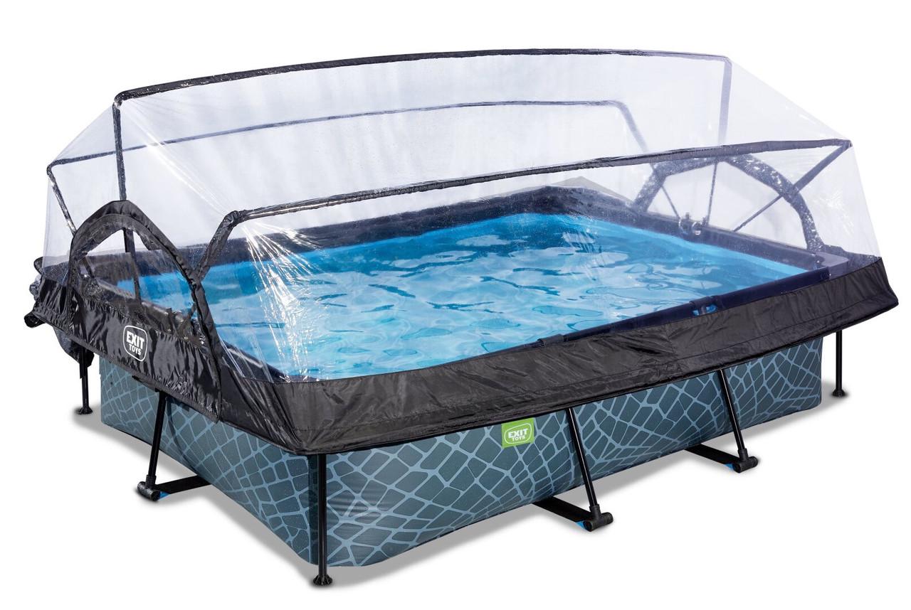 Каркасный бассейн Exit Toys с куполом 220х150х65 см Камень - фото 2 Каркасный бассейн Exit Toys с куполом 220х150х65 см Камень - фото 2