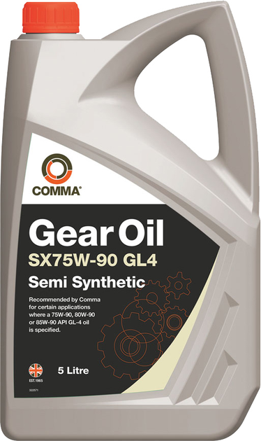 Трансмиссионное масло автомобильное COMMA GEAR OIL SX75W-90 GL4 5 л (SXGL45L)