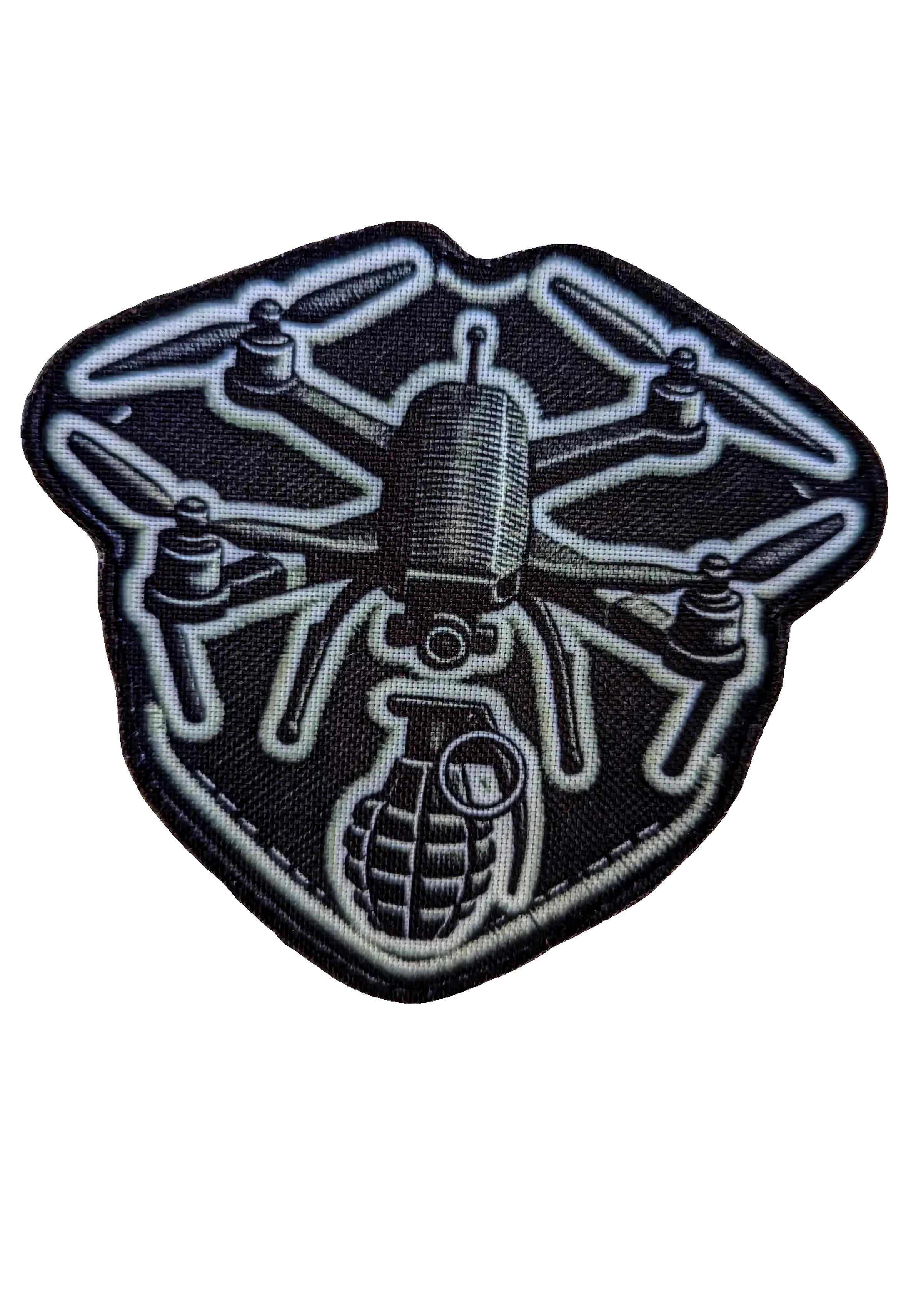 Шеврон-патч FPV-дрон на липучке Черно-белый (DRONS16)