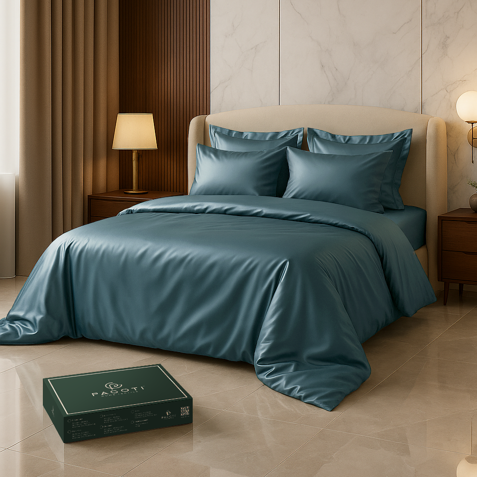 Комплект постільної білизни ліоцелл PAGOTI Aura євро 2х50х70/2х70х70 см Морська хвиля - фото 1