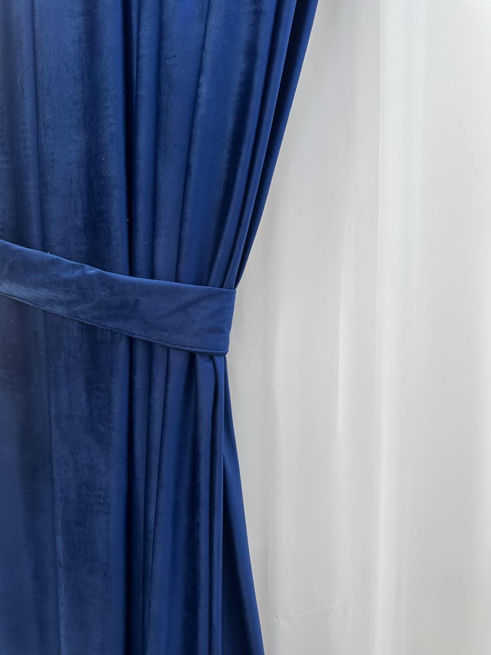 Штора велюрова на тасьмі 6 см 300х280 см Темно-синій (6319-N110-Т43) - фото 8 Штора велюрова на тасьмі 6 см 300х280 см Темно-синій (6319-N110-Т43) - фото 8