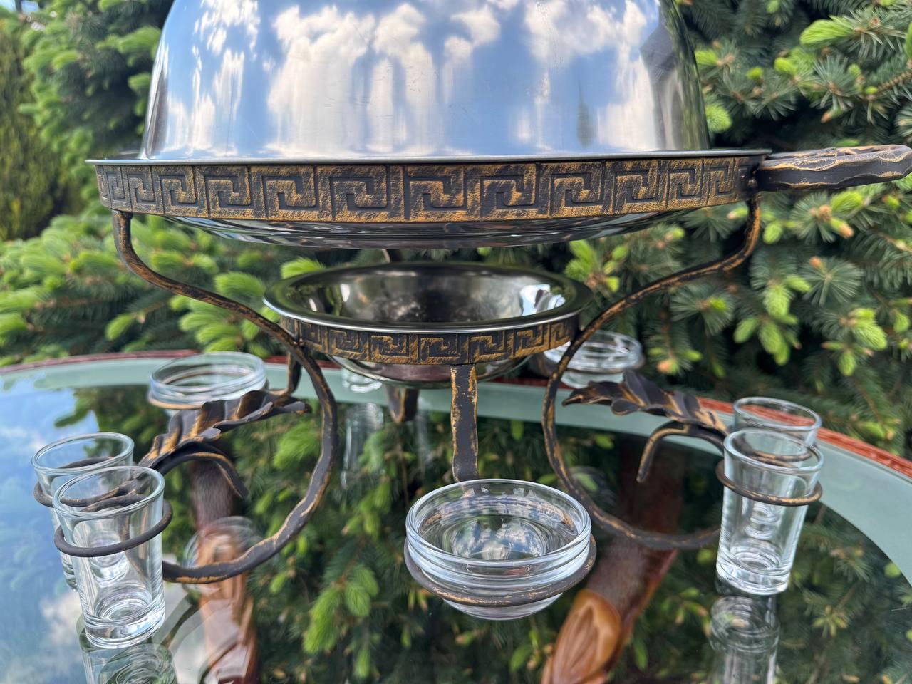 Садж для шашлику з підігрівом 3 соусниці/6 чарок скляних 36 см - фото 5