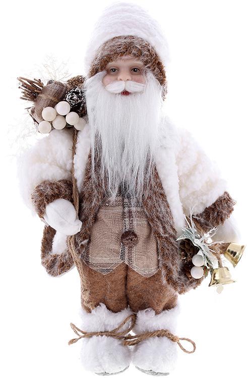 Фигура новогодняя Санта Клаус с колокольчиками 30 см Бежевый с коричневым Фигура новогодняя Санта Клаус с колокольчиками 30 см Бежевый с коричневым