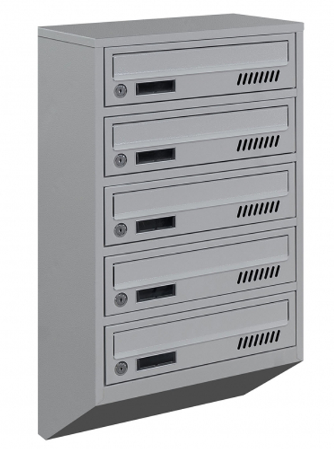Почтовый ящик Галиндустрия Е1-05-А металлический многосекционный на 5 квартир Серый (132-119-000004667)