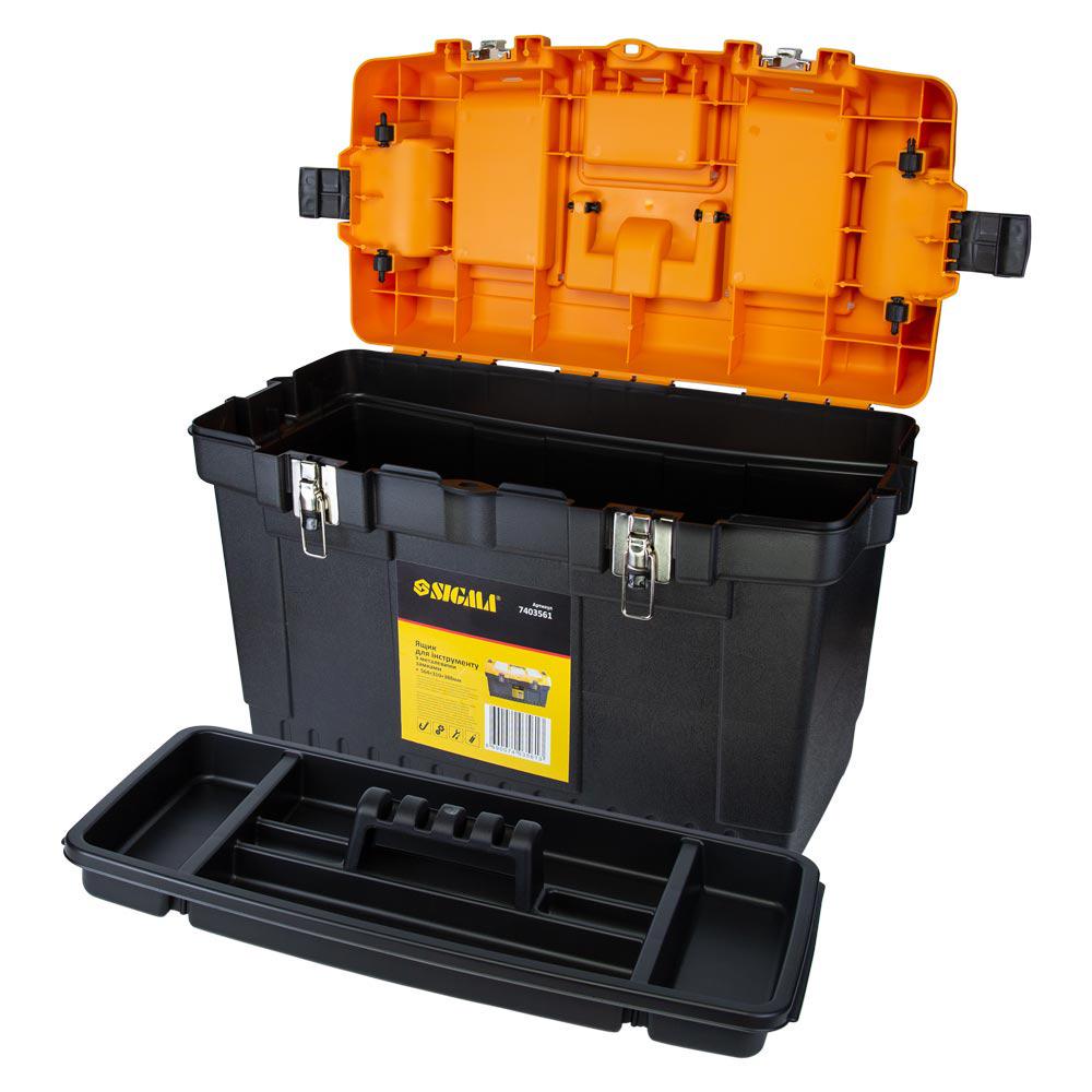 Ящик для інструментів Sigma 564x310x388 мм з металевими замками (7403561) - фото 2