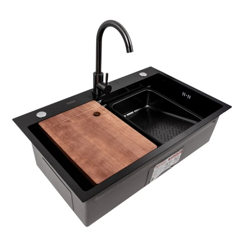 Мийка кухонна Platinum Handmade PVD CM 75x46B Чорний (2357229374)