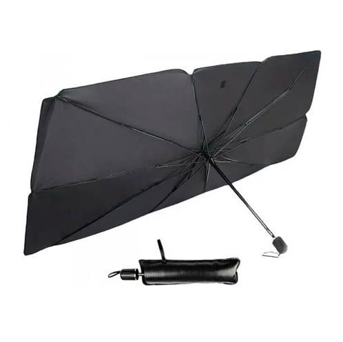 Сонцезахисна парасолька автомобільна на лобове скло в чохлі S 115x65 см Black (534897) - фото 4