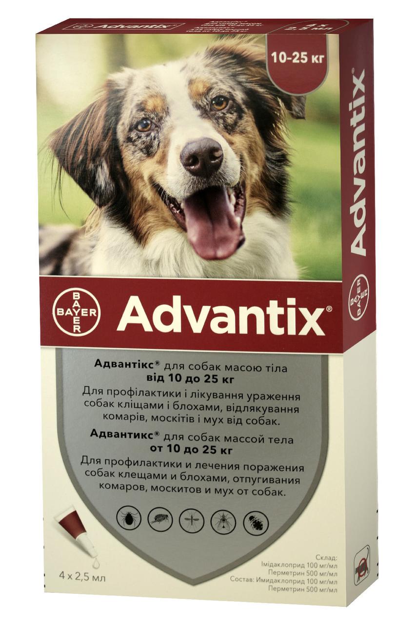 Краплі Advantix від бліх та кліщів для собак від 10 до 25 кг 4 шт. 2,5 мл (85910426) - фото 1