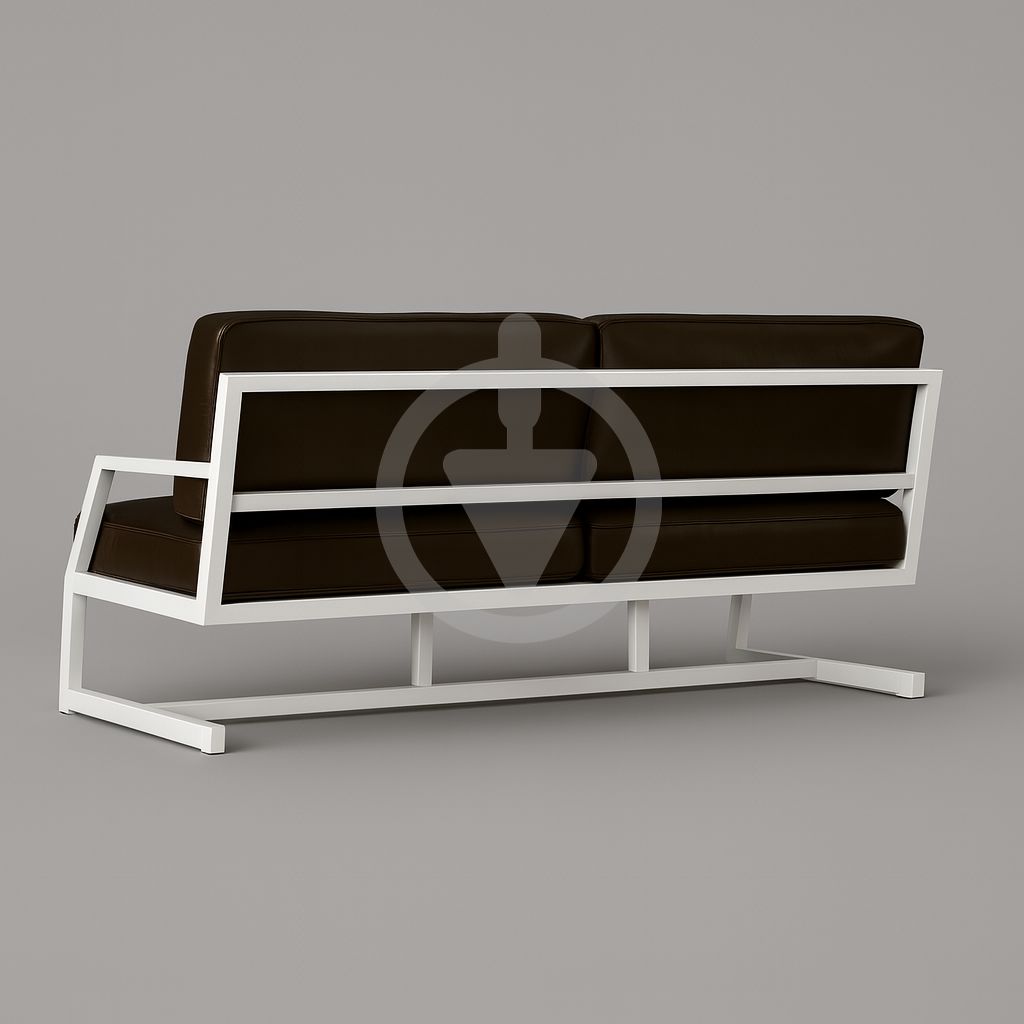 Диван металевий AVVS tech Атлас вуличний лофт екошкіра з підлокотниками 126 см Коричневий/Білий (30222757) - фото 3