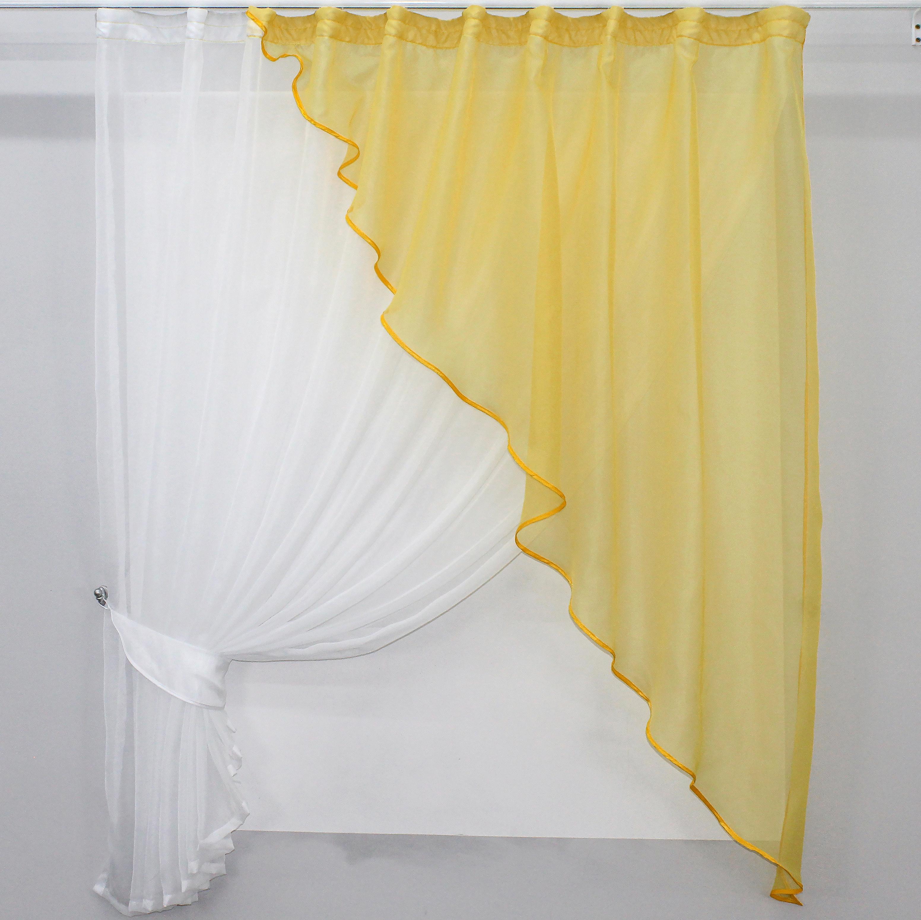 Фіранка кухонна VR-Textil № 069к 280х170 см Білий/Жовтий (50-096)