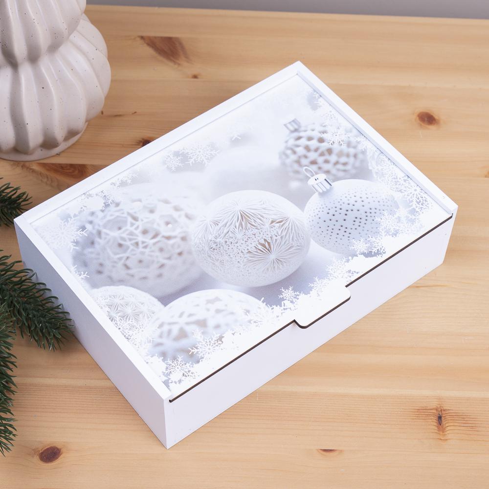 Коробка прямоугольная деревянная Шары 23 см (3612-16)