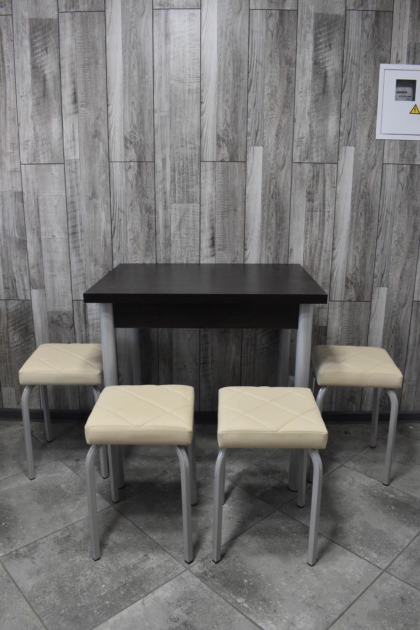 Кухонний комплект Оскар стіл розкладний/табурети 4 шт. Tutti Lux 60х80/80х120х75 см Чорний/Бежевий (28375055)