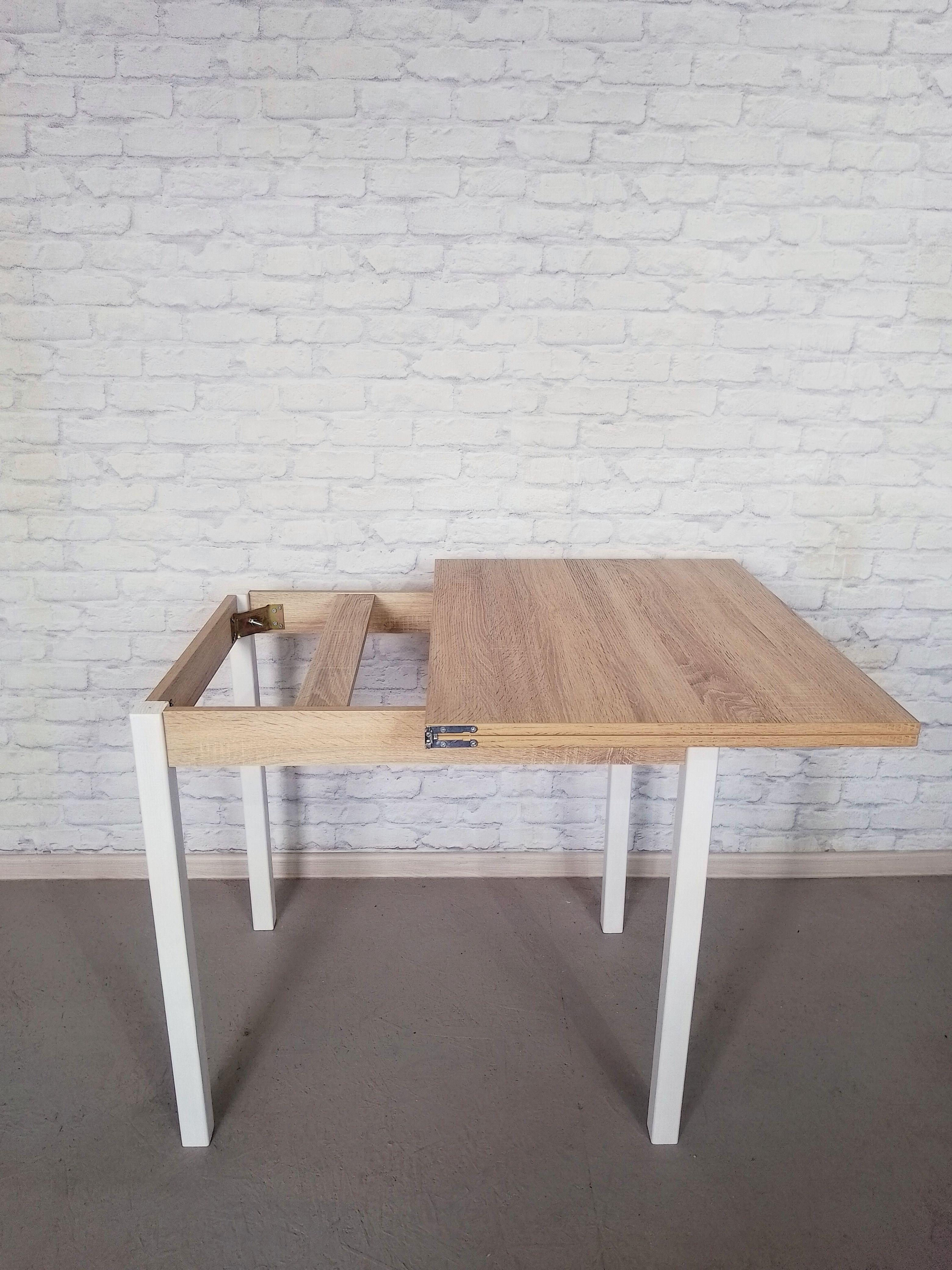 Обеденный стол Вента раскладной ножки деревянные 80х60х75 см Дуб сонома/Белый (0006) - фото 4 Обеденный стол Вента раскладной ножки деревянные 80х60х75 см Дуб сонома/Белый (0006) - фото 4