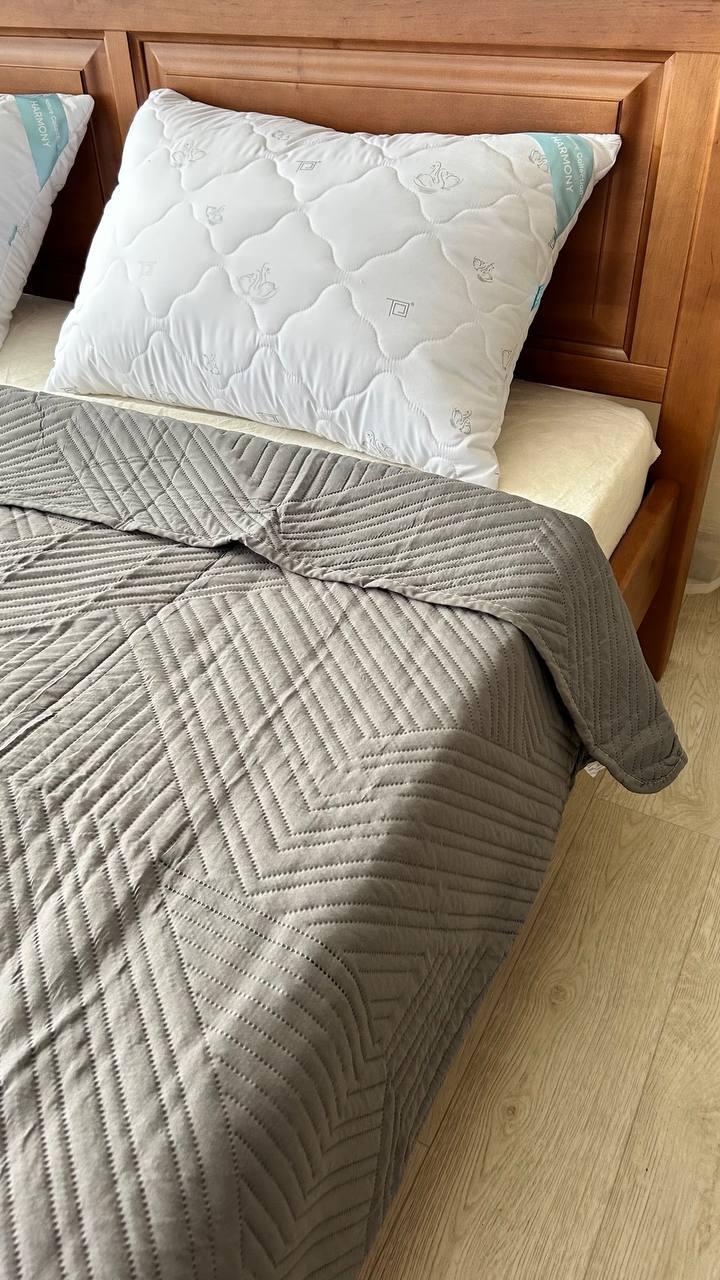 Покрывало двухстороннее Koloco стеганное хлопковое евро 200x230 см Графитовый (К5300В-2) - фото 6