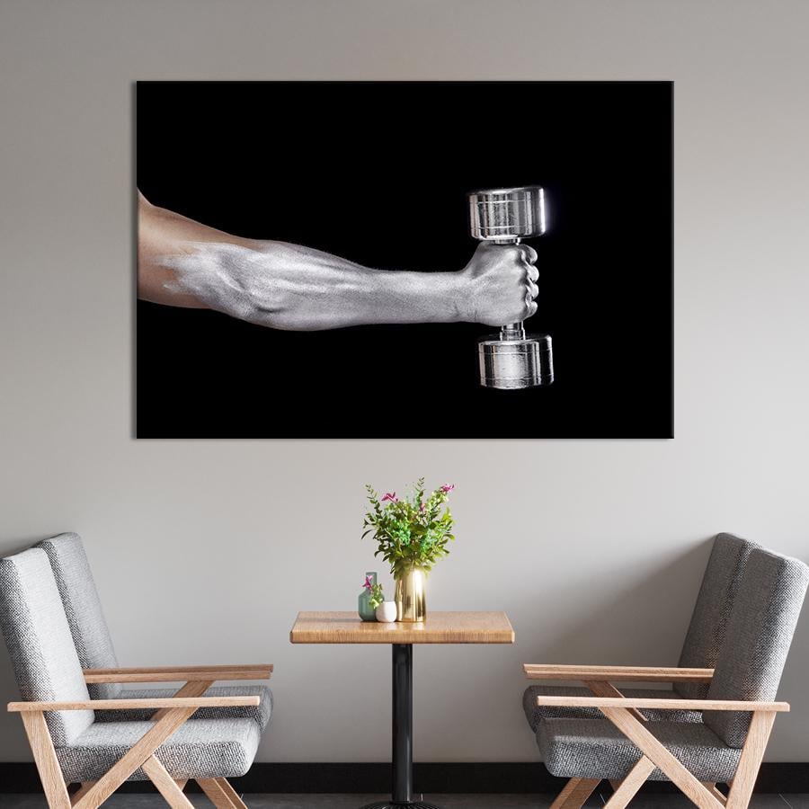 Настінний декор картина на холсті для інтер’єру Рука з гантеллю 51x34 см (496-1)