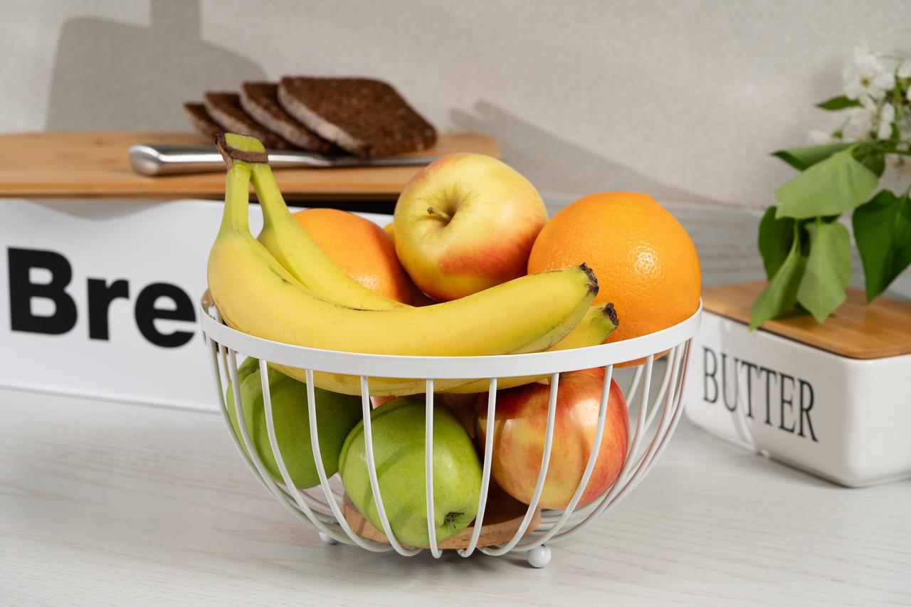 Кошик фруктовниця Ardesto AR0904W Midori метал/дерево 25х25х13 см Білий (2178705136) - фото 5