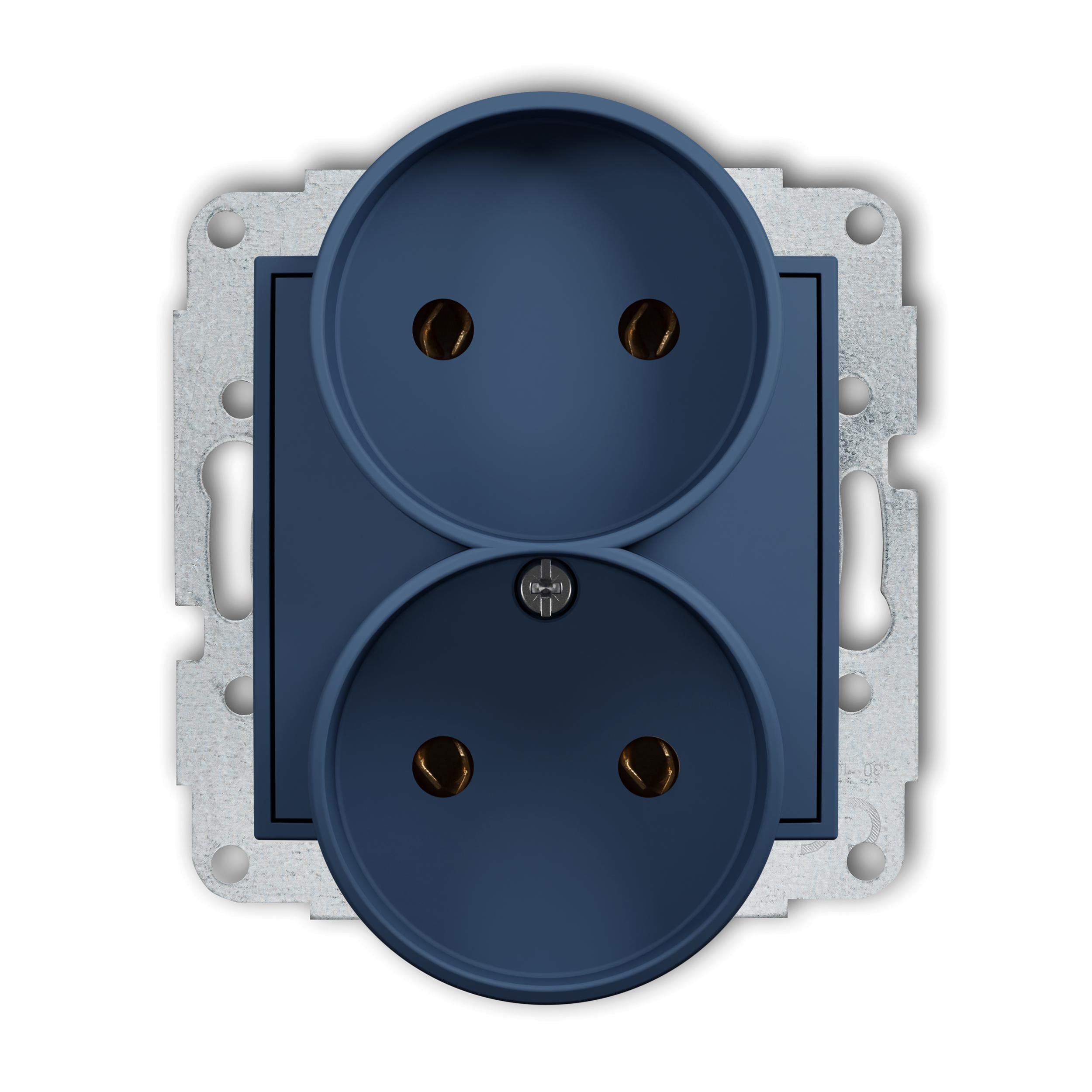 Розетка двойная Karlik Mini без заземления внутренняя Navy Blue (64MGPR-2)