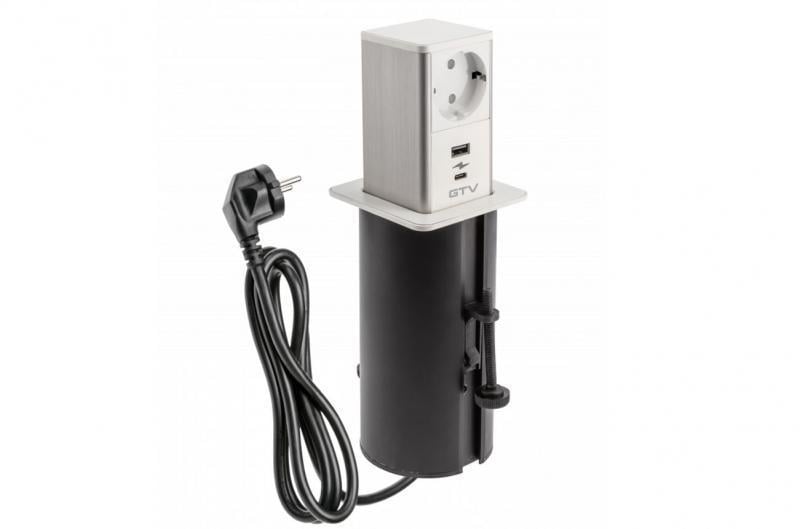 Удлинитель для офиса ELEKTRIMA KWADRO-2xSchuko 2xUSB 2,1A Алюминий (AE-GMW1STOW-11)