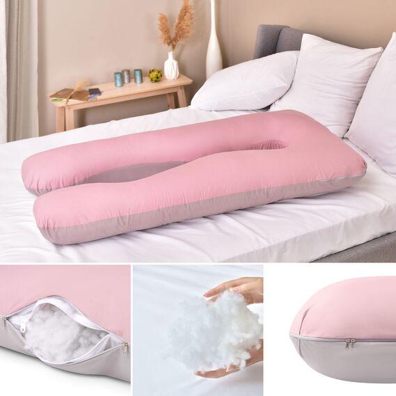 Подушка IDEIA U-shape для вагітних і реабілітації з наволочкою на блискавці Пудрова/Світло-сірий - фото 5 Подушка IDEIA U-shape для вагітних і реабілітації з наволочкою на блискавці Пудрова/Світло-сірий - фото 5