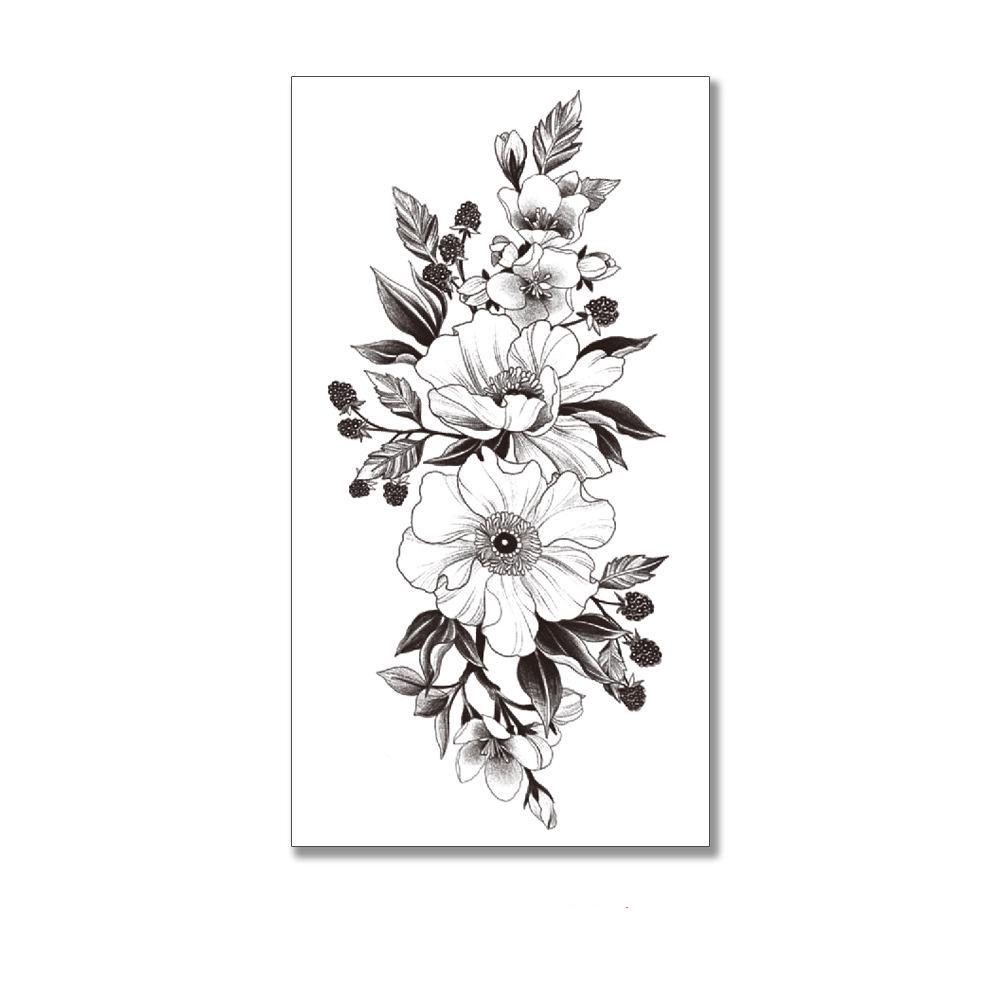 Тату тимчасове водостійке 3D велике Квіти та ягоди XQB-332 20х9 см (4506392)