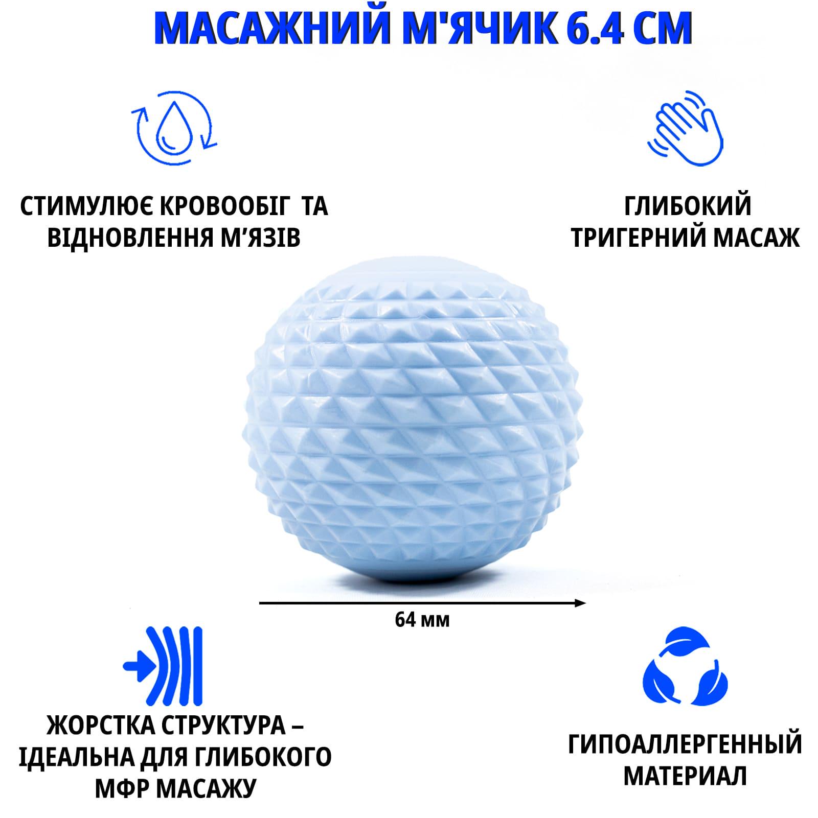 Масажний м'ячик для спини/шиї/ніг OSPORT PP 6,4 см Блакитний (MS 4192) - фото 2