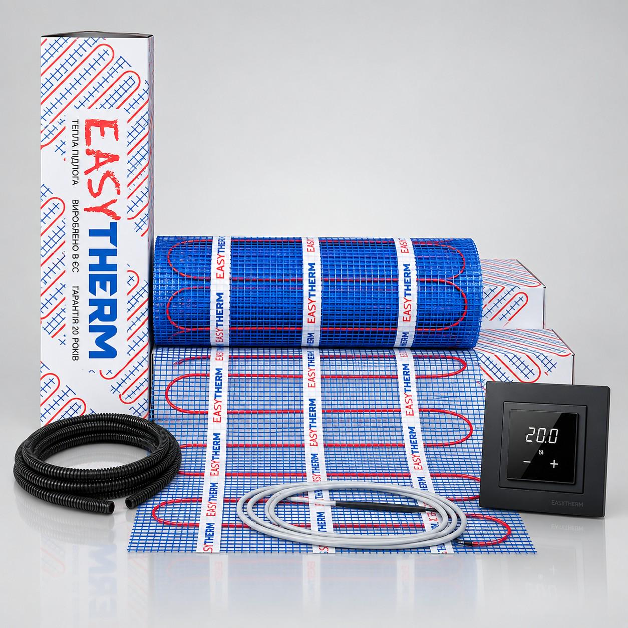 Комплект теплого пола Easytherm EM 15,0 м2 3000 Вт и терморегулятор ET-35 Black нагревательный мат 200 Вт/м2 под плитку Комплект теплого пола Easytherm EM 15,0 м2 3000 Вт и терморегулятор ET-35 Black нагревательный мат 200 Вт/м2 под плитку