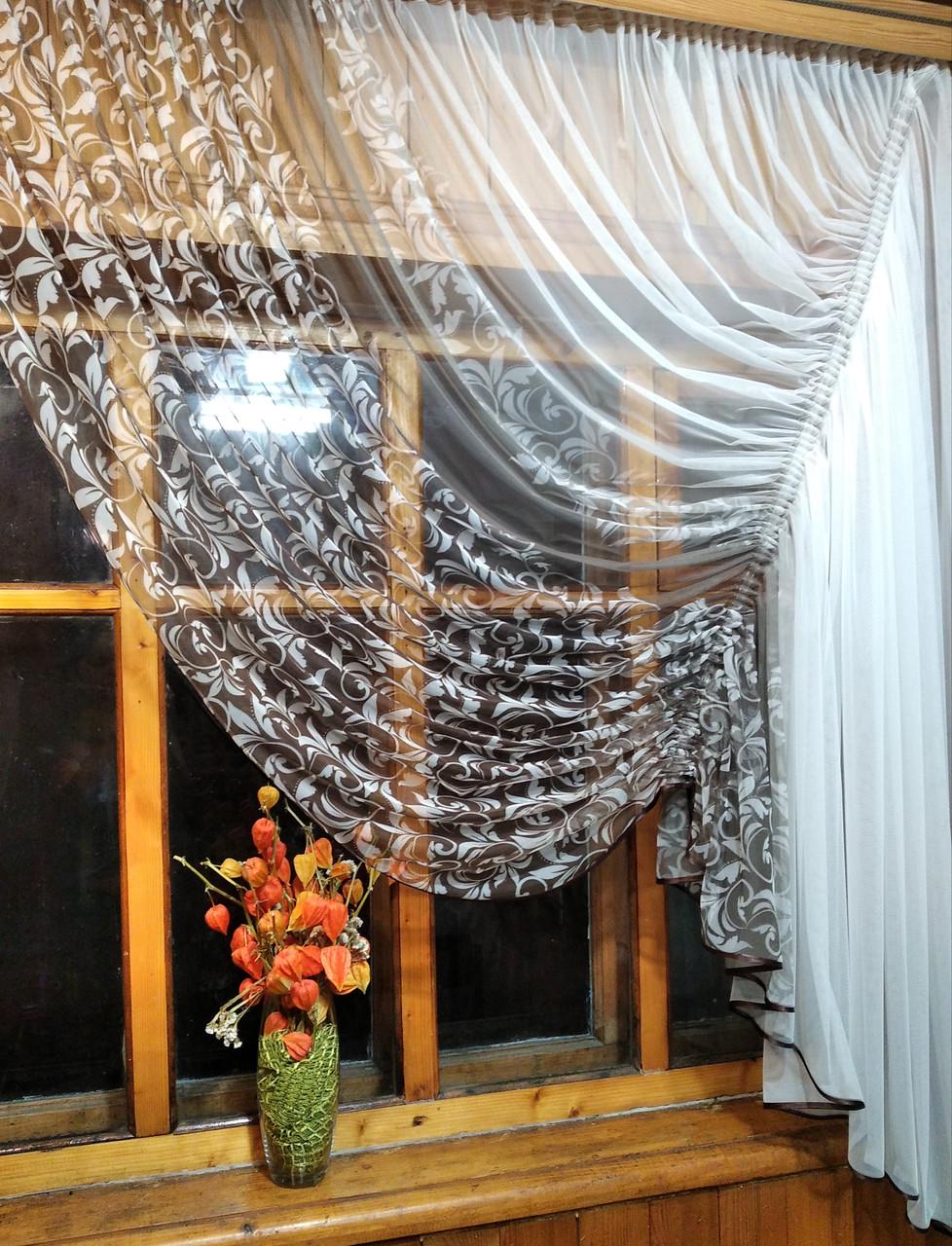 Занавеска Камелия Шоколадный/Амбре - фото 2 Занавеска Камелия Шоколадный/Амбре - фото 2