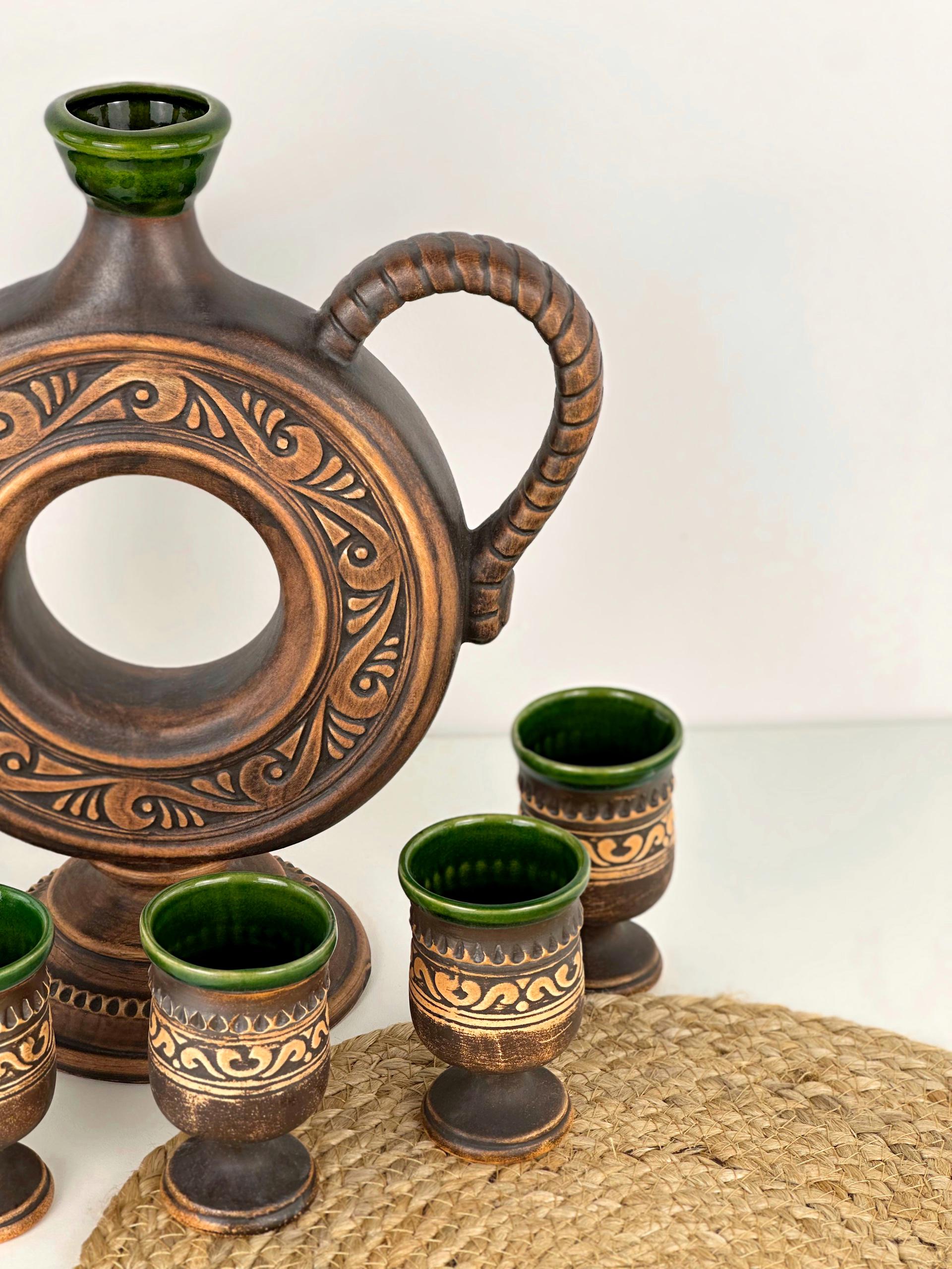 Набір глиняного посуду подарунковий Гражда на 6 чоловік Коричневий (17019-35) - фото 3