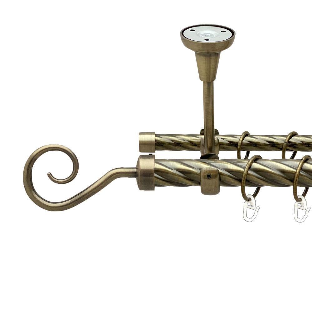 Карниз для штор Orvit Крюк двухрядный скрученный 300 см Антик (00-00018969)