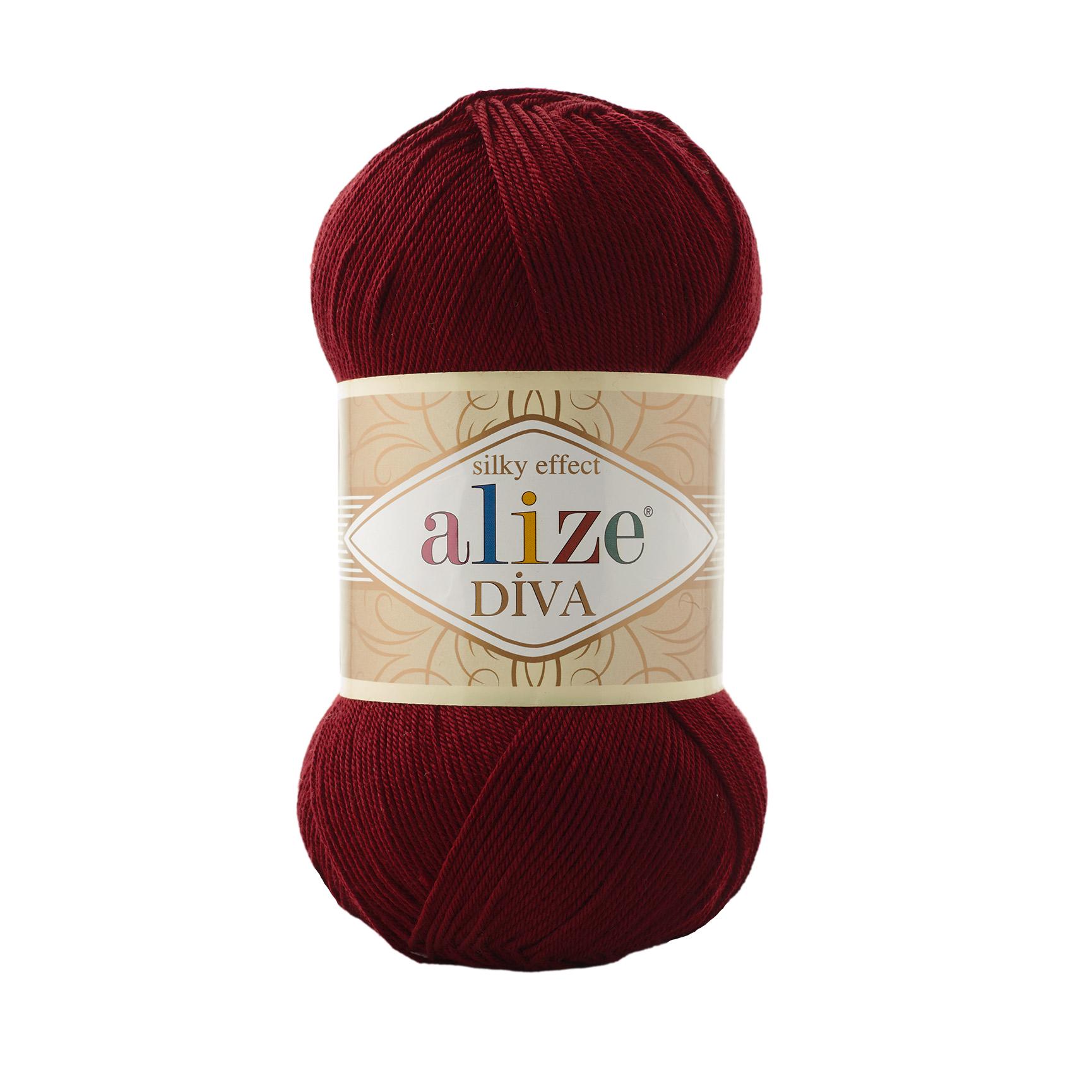 Пряжа Alize Diva 57 Бордовий (7466)