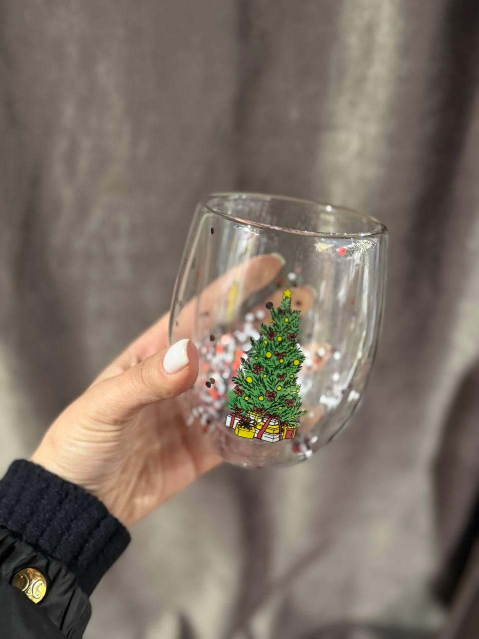 Набір склянок новорічних Vittora Зимові розваги з подвійним дном 2 шт. 350 мл Прозорий (VT-5415-350) - фото 5