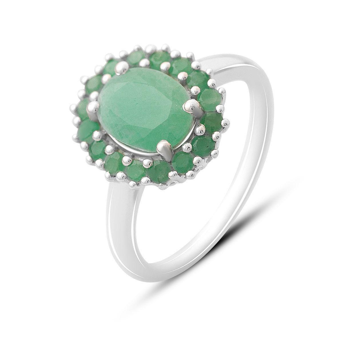 Кольцо серебряное Tiva с натуральным изумрудом 2,623 ct 3,43 г р. 18 (2163381)