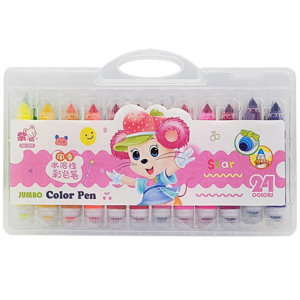 Набір фломастерів дитячий 209-24 зі штампиком 24 кольори (RLT53023)