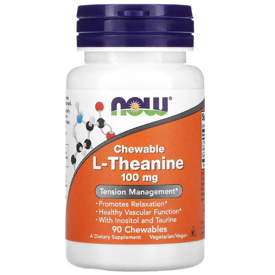 Амінокислота L-теанін NOW Foods L-Theanine 100 мг 90 жувальних таблеток Амінокислота L-теанін NOW Foods L-Theanine 100 мг 90 жувальних таблеток