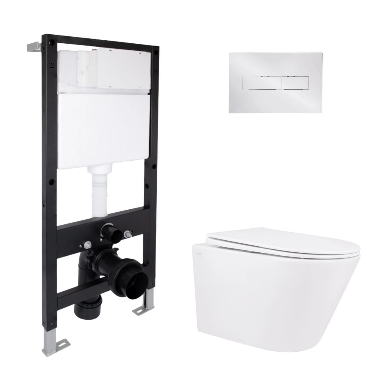 Готове рішення Qtap для ванної кімнати підвісний унітаз Swan Rimless 520x360x320 мм та комплект інсталяції Standard