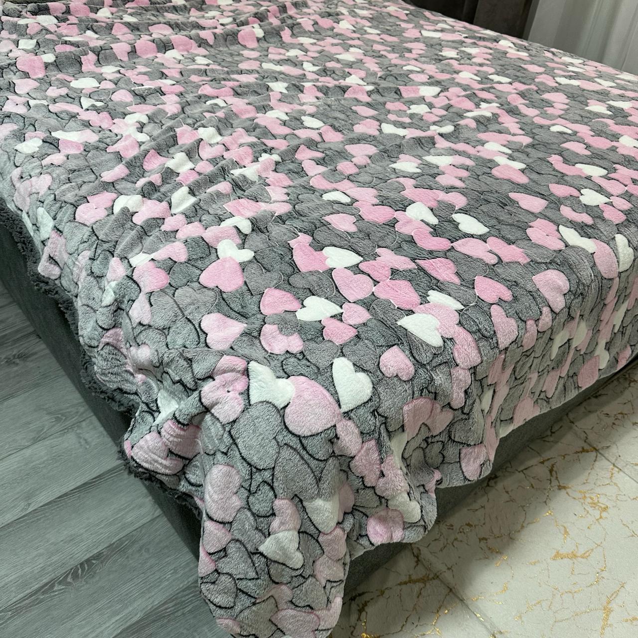 Плед-покрывало двустороннее с рисунком 150х210 см Серо-розовый (PL-1.5-5) - фото 10