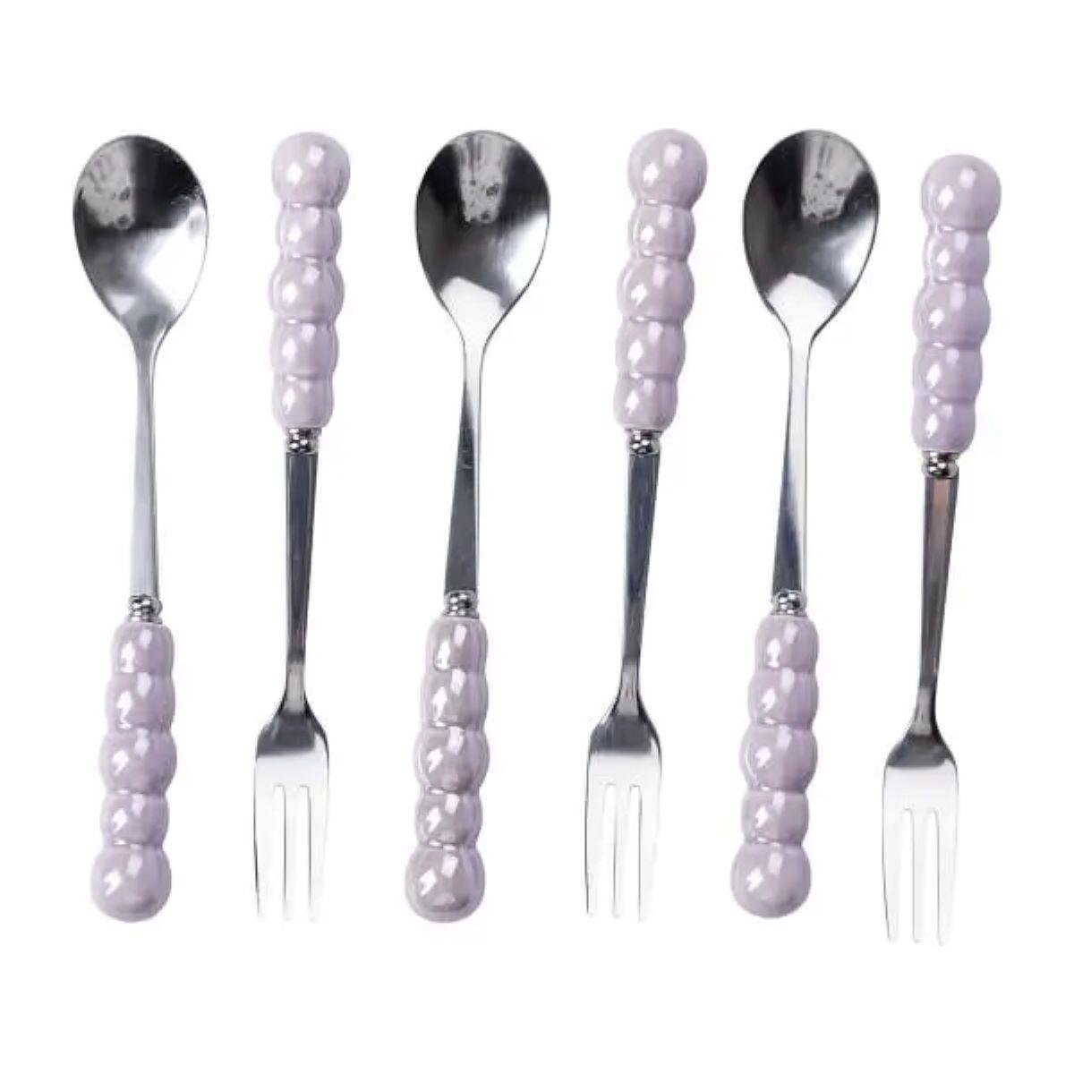 Набор десертных вилок и ложек на 3 персоны с подставкой 7 пр. Фиолетовый - фото 7 Набор десертных вилок и ложек на 3 персоны с подставкой 7 пр. Фиолетовый - фото 7