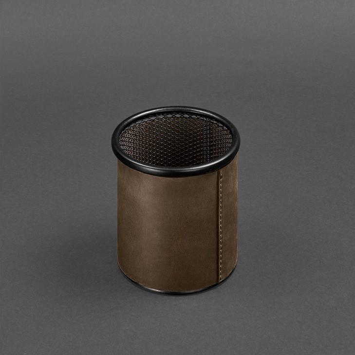 Стакан для ручек в кожаном чехле Crazy Horse Темно-коричневый (A-027817) - фото 4 Стакан для ручек в кожаном чехле Crazy Horse Темно-коричневый (A-027817) - фото 4